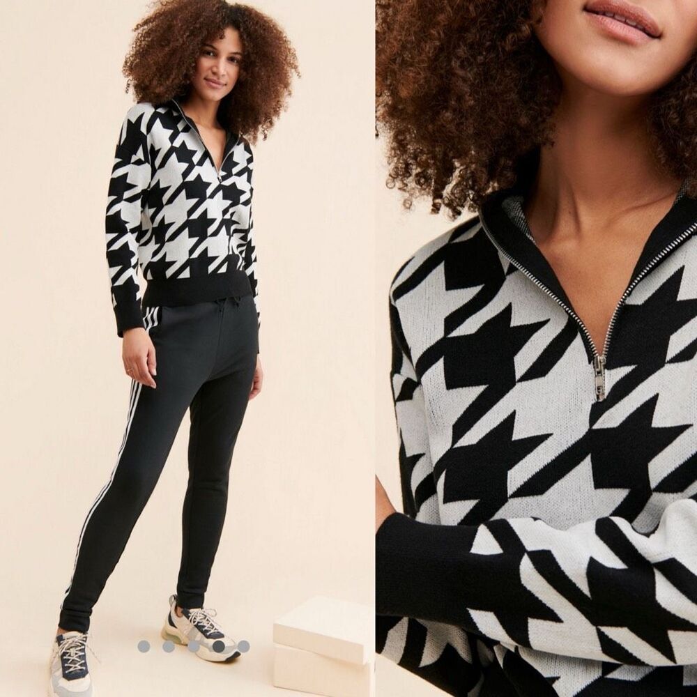 ANTHROPOLOGIE | houndstooth quarter zip sweat | Vigoss | new nwt | large - Picture 7 of 13
